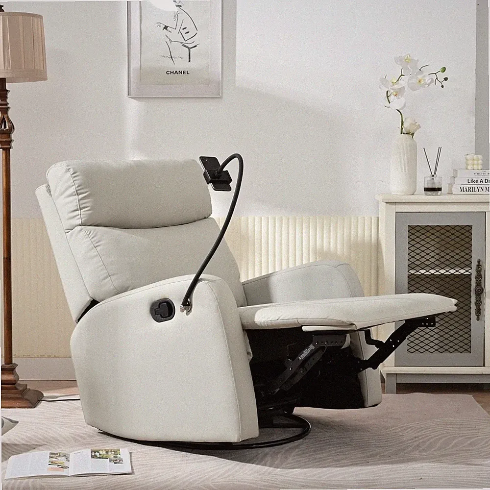 360° Swivel Rocking Recliner - Glider Chair with Phone Holder, for Living Room