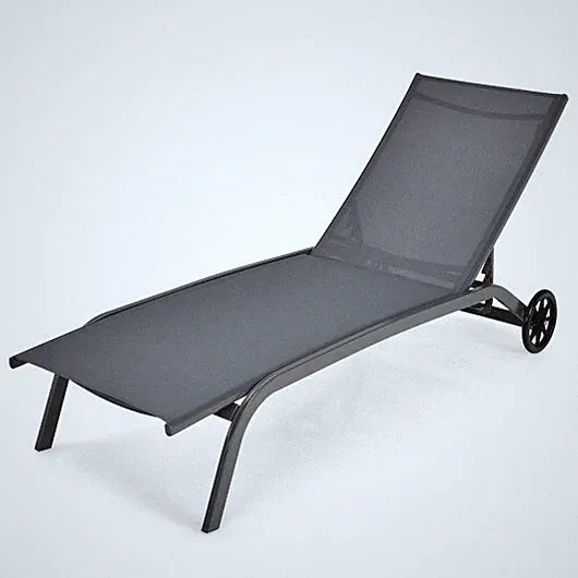 6-Poisition Adjustable Outdoor Chaise Recliner with Wheels-Gray - Color: Gray