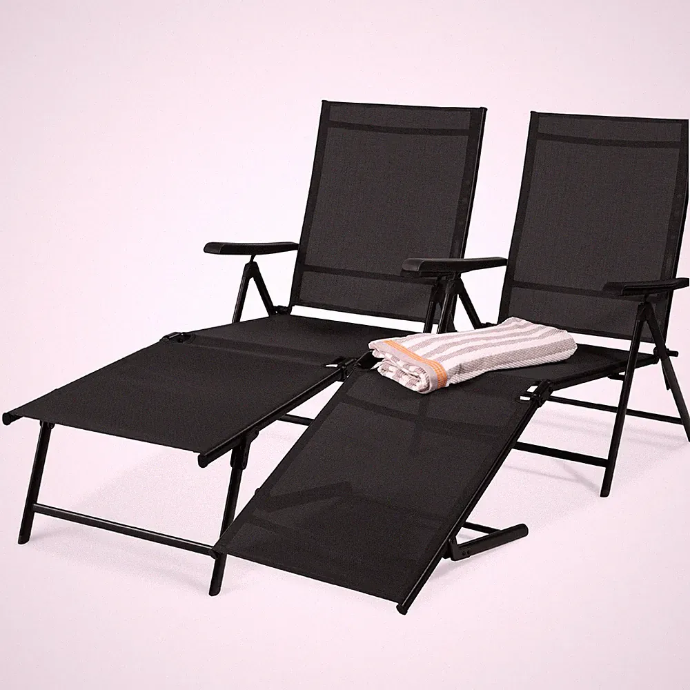 Best Choice Products Chaise Recliner Lounge Chairs Rust-Resistant Frame Set of 2