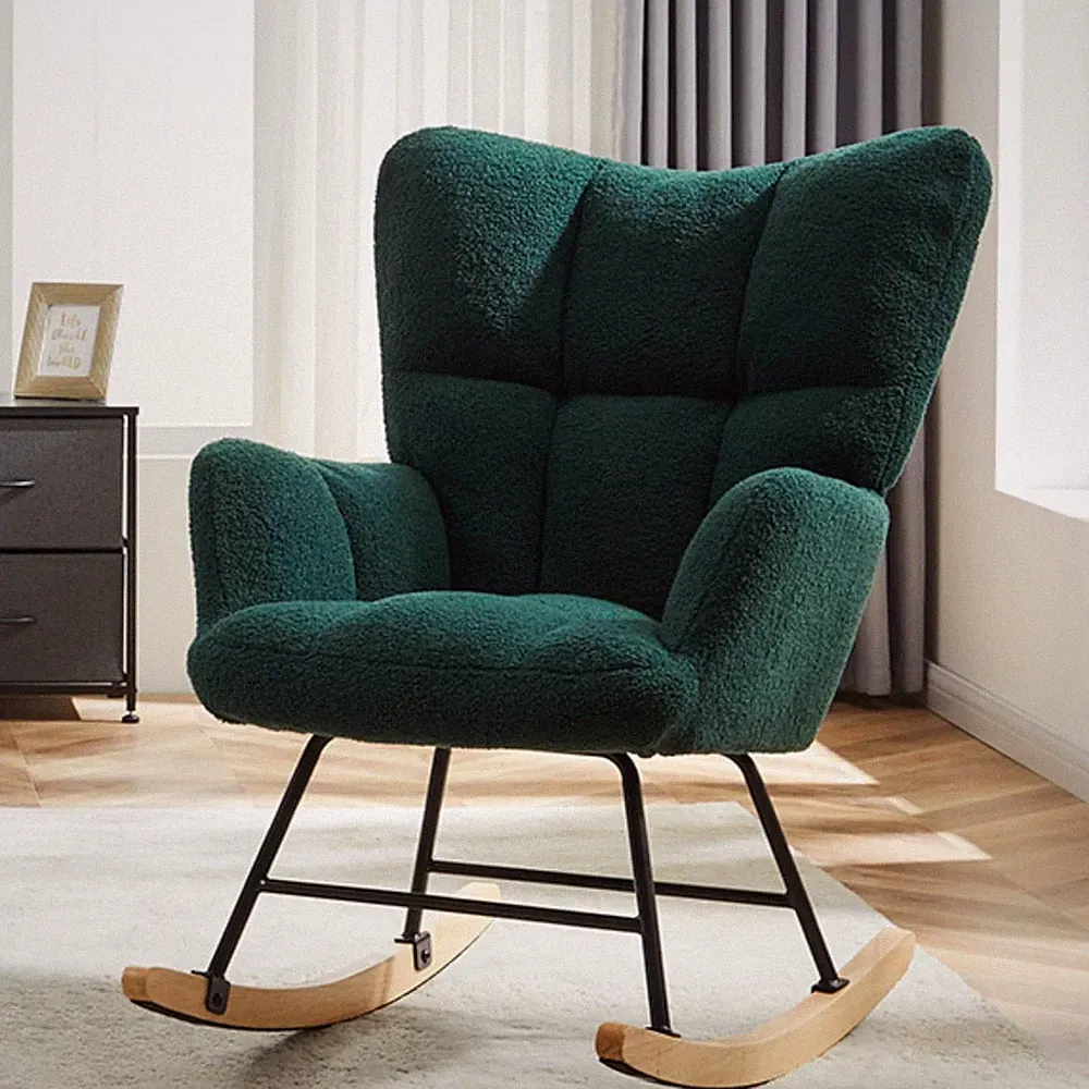 Cozy Teddy Rocking Chair - Upholstered Glider for Nursery, Bedroom & Living Room