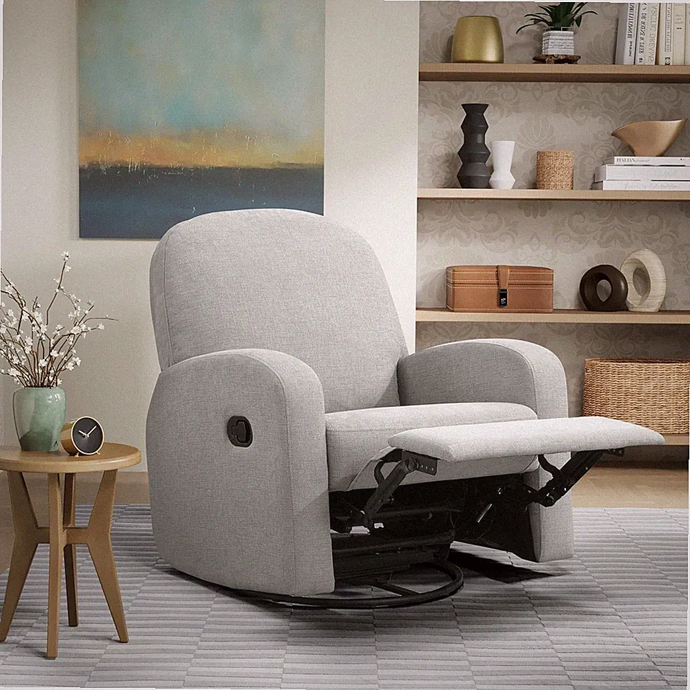 Light Gray Swivel Rocker Recliner with Soft Chenille Fabric and Pocket Coils