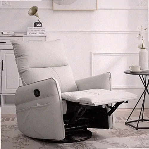 Modern RockingRecliner Chair,360 Degree Swivel Nursery Rocking Chair,Light Gray