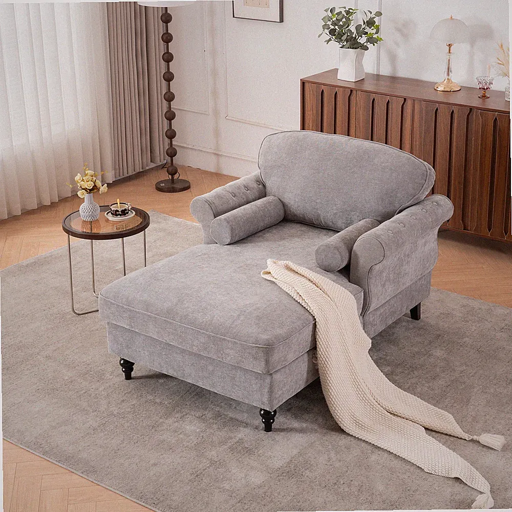 Oversized Chaise Lounge Indoor,Chenille Single Sofa Bed with Wide Seat,Upholster