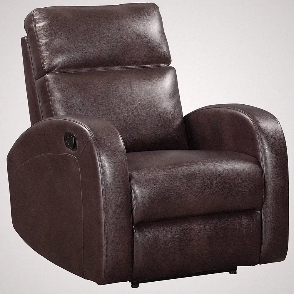 Pemberly Row Contemporary Polyester Manual Glider Recliner in Pebble Brown