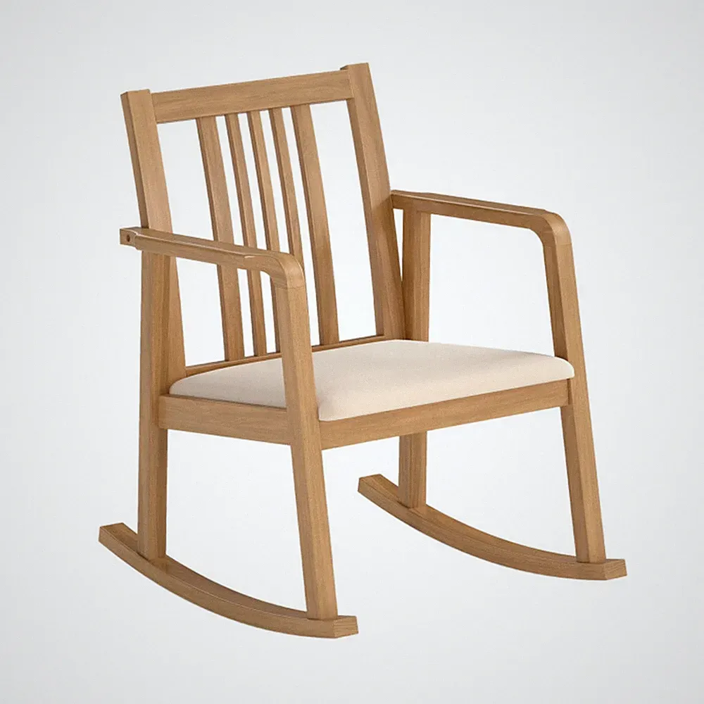 Solid Rubber Wood Rocking Chair, 400 LBS Weight Capacity Indoor Lounge Chair